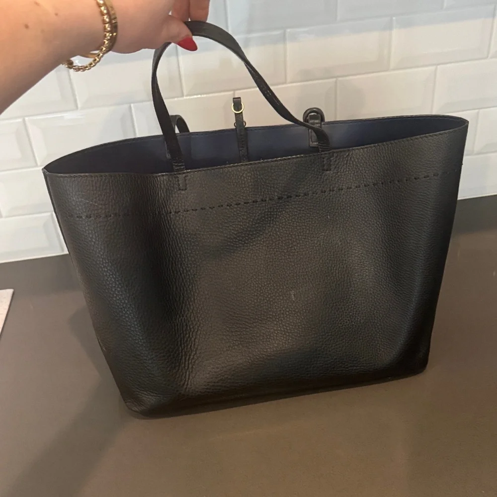 Tory Burch Black Pebbled Leather Tote - Picture 4 of 16